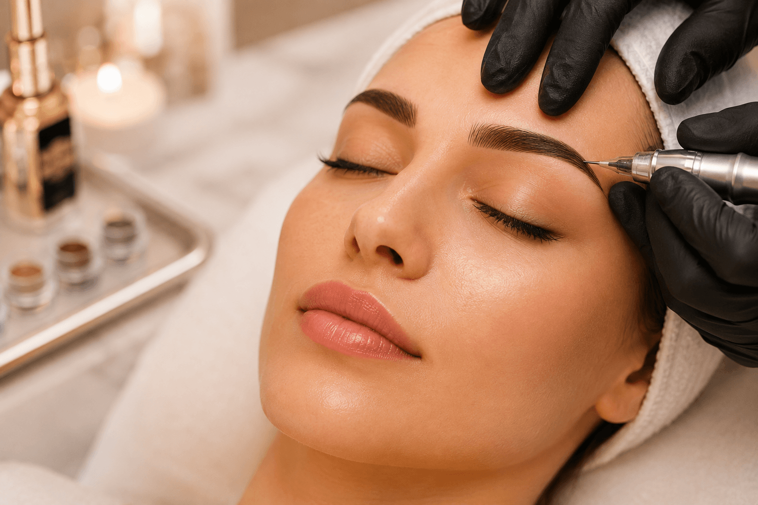 Permanent Make-up an den Augenbrauen einer Kundin