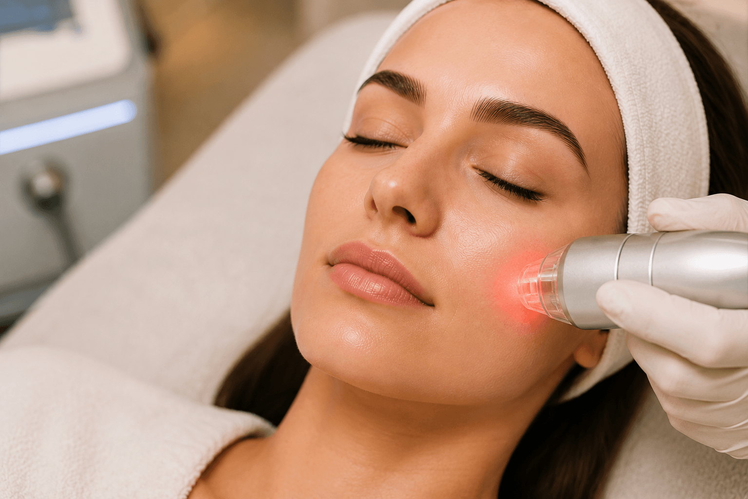 LaseMD-Laserbehandlung im Gesicht einer Kundin